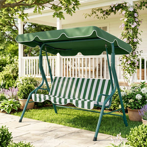 Outdoor Porch Swing with Adjustable Canopy, 3-Seater Patio Swing Chair with Cushion, Black – view 21