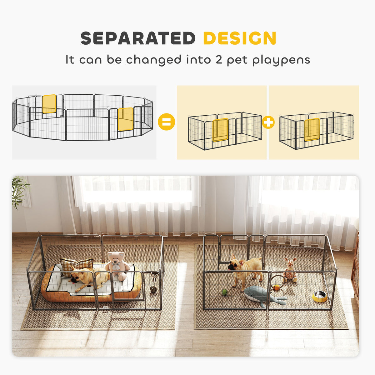 Dog Playpen, 31.5"W Heavy-Duty Metal Puppy Play Pen, Pet Exercise Fences for Outside and Indoor – view 8