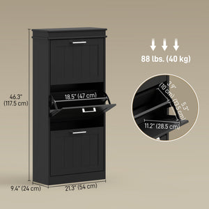 Slim Shoe Cabinet with 3 Flip Drawers and Adjustable Shelves, Narrow Shoe Cabinet for 15 Pairs of Shoes – view 2