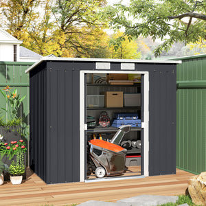 7' x 4' Galvanised Steel Garden Shed, with Foundation Kit - Green – view 14