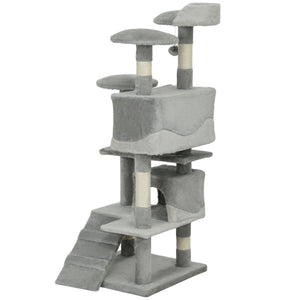 53" Cat Tree Scratching Large Kitten Play House Multi-Level Activity Center Pet Furniture