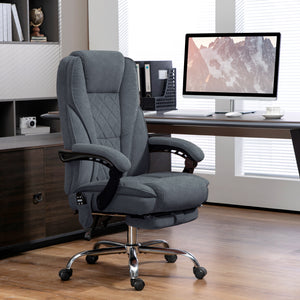 Massage Office Chair, Reclining Computer Chair with Adjustable Height and Footrest, Dark Grey