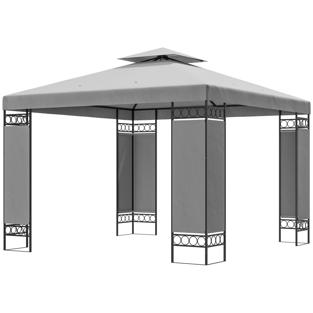 10 x 10 FT Canopy Gazebo, Double Roof Patio Gazebo with Screen Panels and Metal Frame for Deck, Backyard – view 8