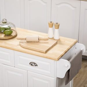 Kitchen Island with Storage Rolling Kitchen Serving Cart with Rubber Wood Top Towel Rack Storage Drawer – view 13