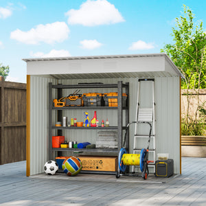 6' x 4' Outdoor Storage Shed, Metal Garden Tool Storage House Organizer with Lockable Sliding Doors and – view 41