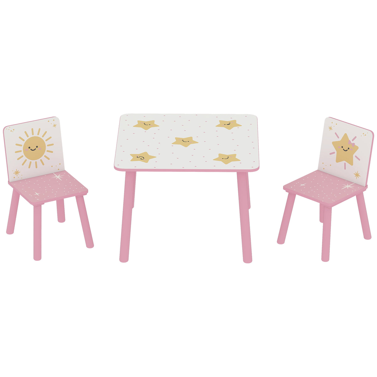 Qaba 3-Piece Kids Table and Chair Set with Animal Pattern for Boys and Girls Aged 3-8, Bedroom, Nursery, Playroom