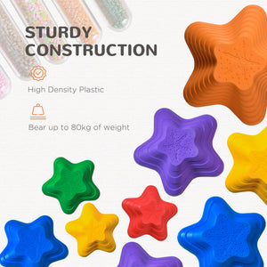 6PCs Larger Size Balance Stepping Stones for Kids with Non-slip Bottom, Stackable Obstacle Course Outdoor Indoor,  Play River Rocks with Starfish Style