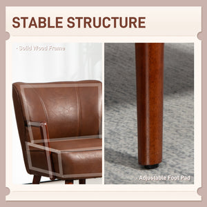 Accent Chair, Modern Armchair, Faux Leather Upholstered Living Room Chair with Wood Legs and Wide Padded – view 11
