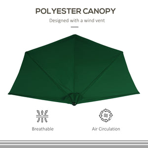 9.8ft Half Umbrella Semi Round Patio Parasol with Crank Handle, Top Vent for Garden – view 13