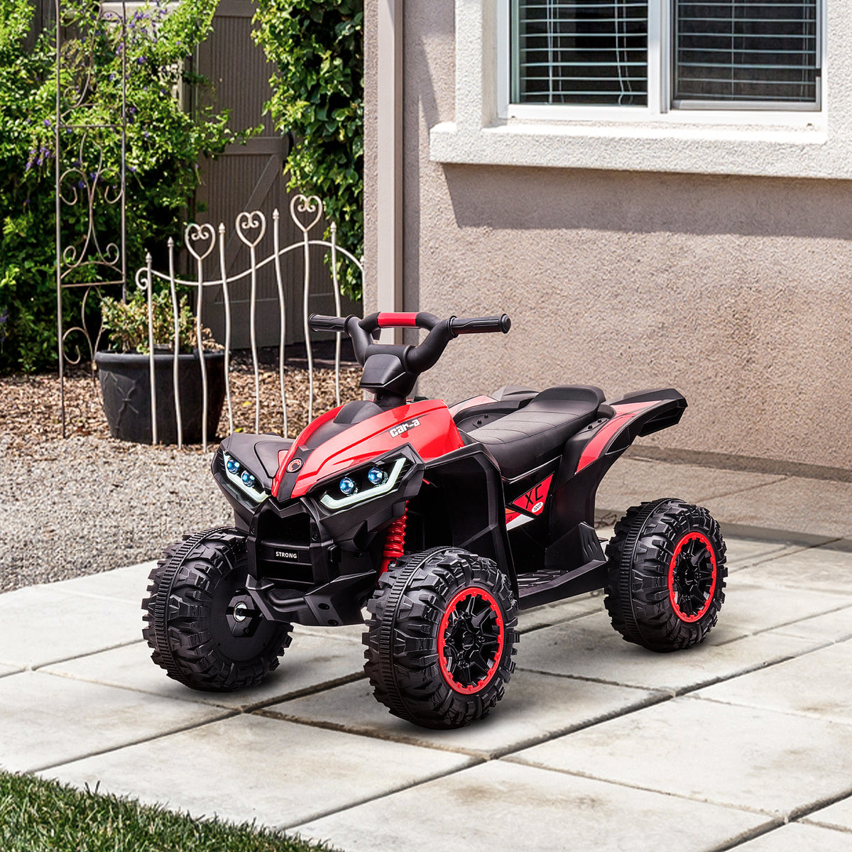 Aosom Kids 4 Wheeler Quad with Music, Headlights, High & Low Speed, Kids ATV for 3-5 Years Old Boys & Girl