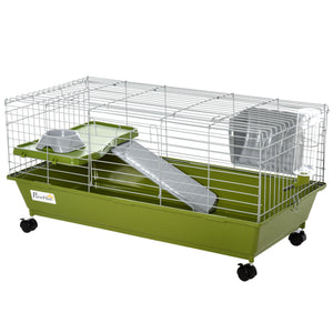 Small Animal Cage, Rolling Bunny Cage, Guinea Pig Cage with Food Dish, Water Bottle, Hay Feeder, Platform – view 8