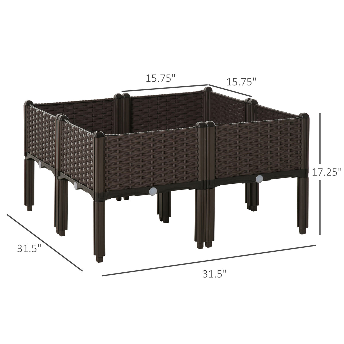 2-piece Raised Garden Bed PP Raised Flower Bed Plant Stand Stackable Vegetable Herb Grow Box