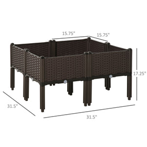 2-piece Raised Garden Bed PP Raised Flower Bed Plant Stand Stackable Vegetable Herb Grow Box