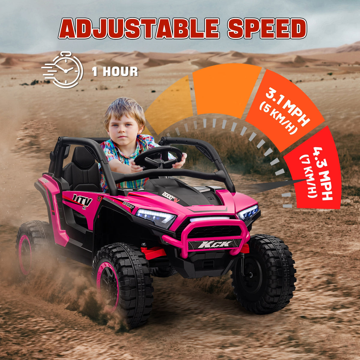 Qaba 2 Seater 24V 7AH Ride on Truck, Electric Car for Kids w/ Spring Suspension, Remote Lights, Horn, Music