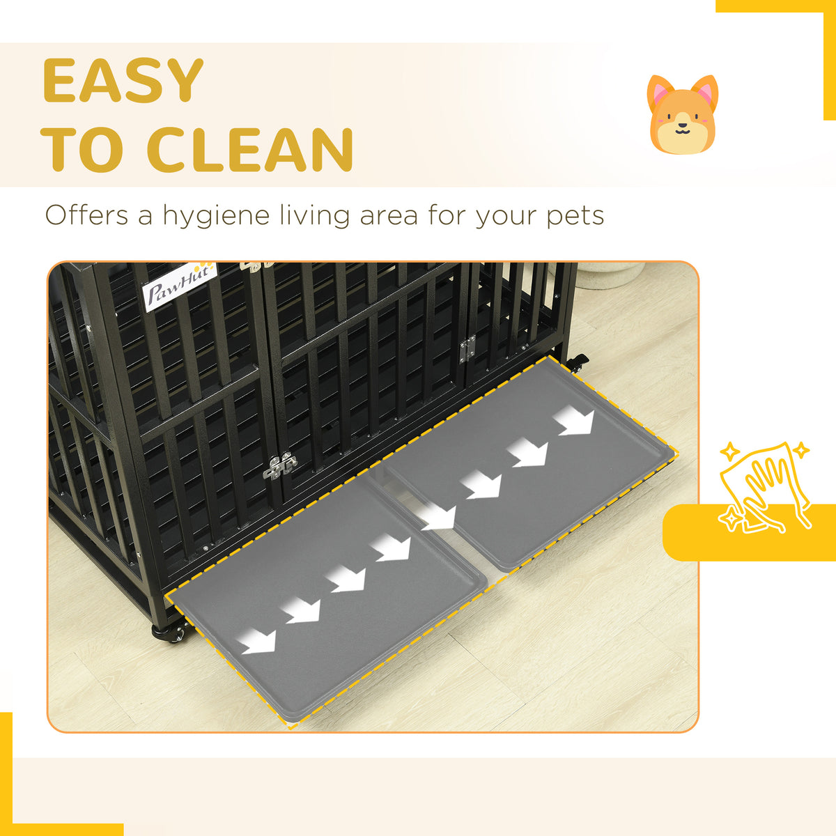 41" Heavy Duty Steel Dog Crate Kennel Pet Cage with Wheels for Convenient Access Anti-Pinching Floor, Black – view 6