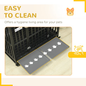 41" Heavy Duty Steel Dog Crate Kennel Pet Cage with Wheels for Convenient Access Anti-Pinching Floor, Black – view 6