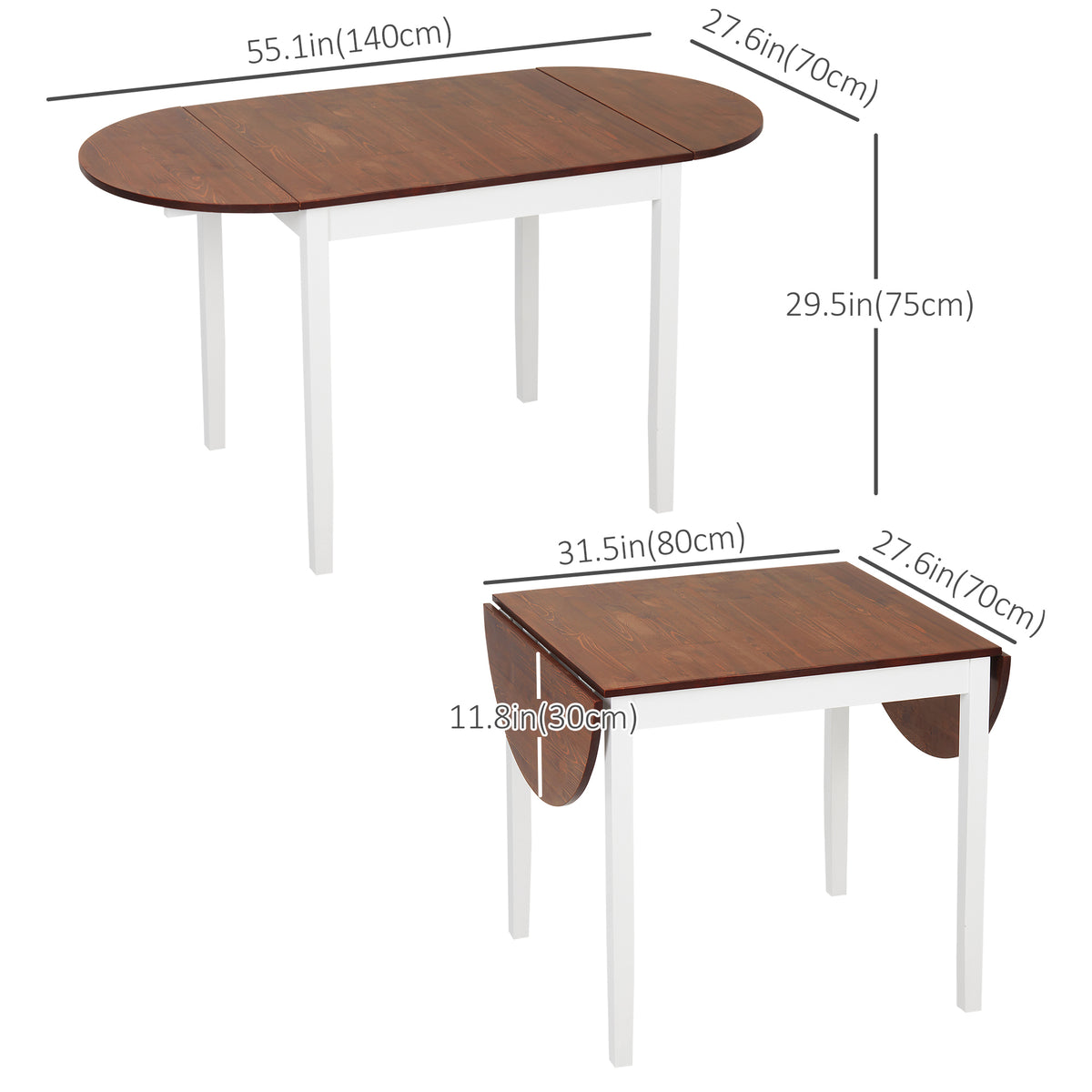 Solid Wood Kitchen Table, Drop Leaf Tables for Small Spaces, Folding Dining Table, Black – view 9