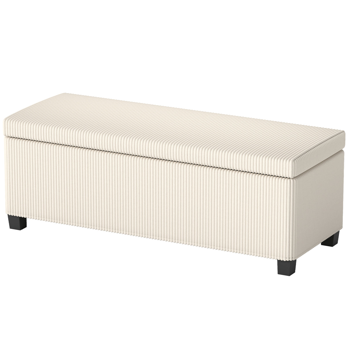 44 Inches Ottoman with Storage, Lid, Legs, Corduroy End of Bed Bench for Living Room, Bedroom, Entryway