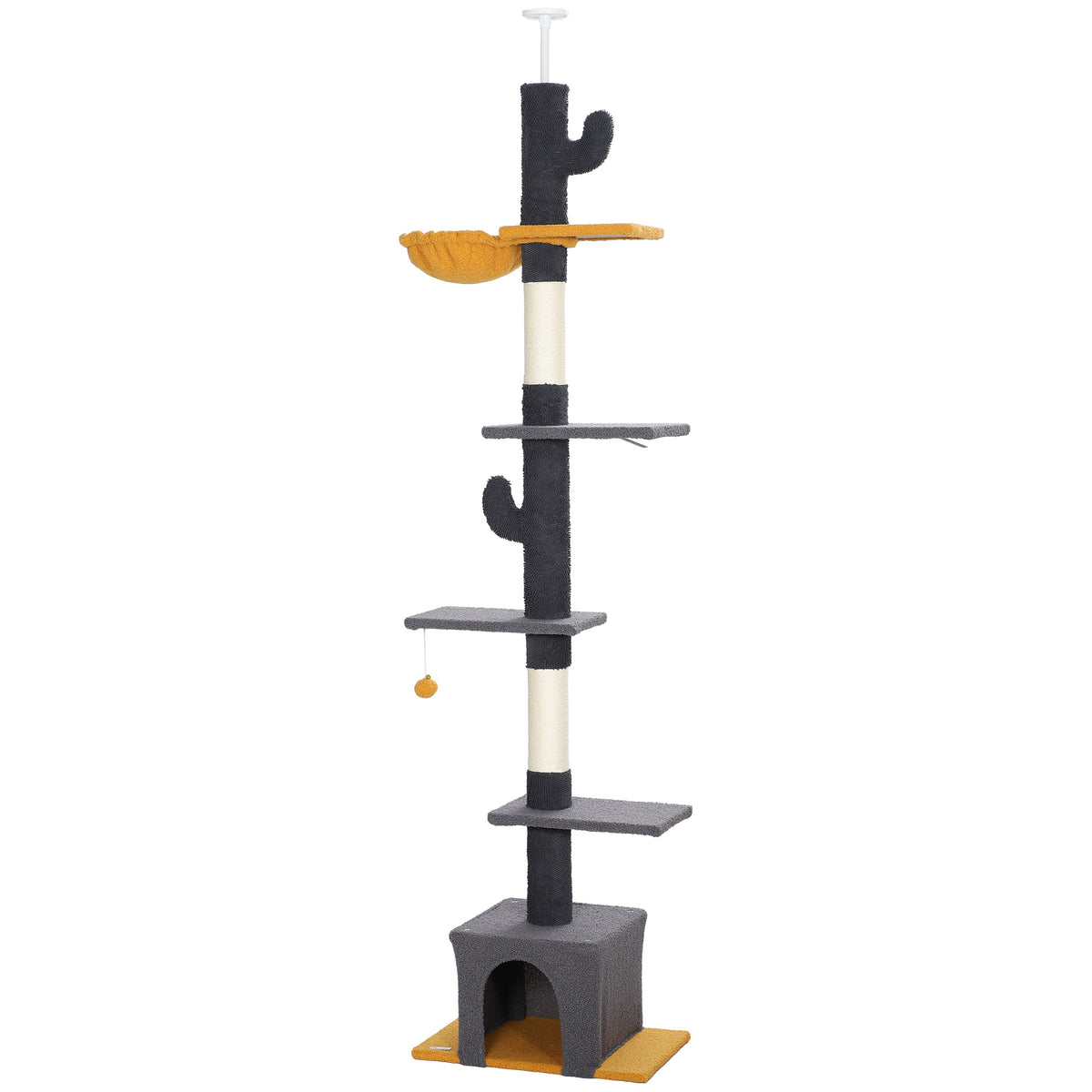 Floor to Ceiling Cat TreeTower with 90.5"-108" Adjustable Height, Scratching Posts, Hammock, Condo