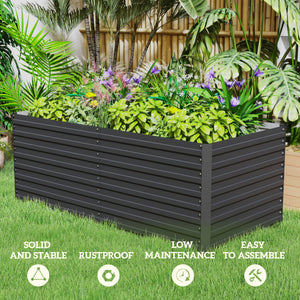 5' x 3' x 2' Raised Garden Bed, Galvanized Planter Box for Growing Flowers, Herbs and Vegetables, Black – view 11