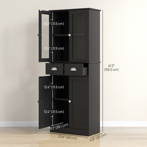 61" Kitchen Pantry Cabinet, Freestanding Farmhouse Buffet Storage Cabinet with Soft Close Glass Doors and – view 2