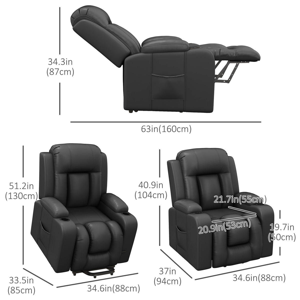 Power Lift Recliner Chair for Elderly, PU Leather Electric Recliner Chair with Footrest, Remote Control – view 16