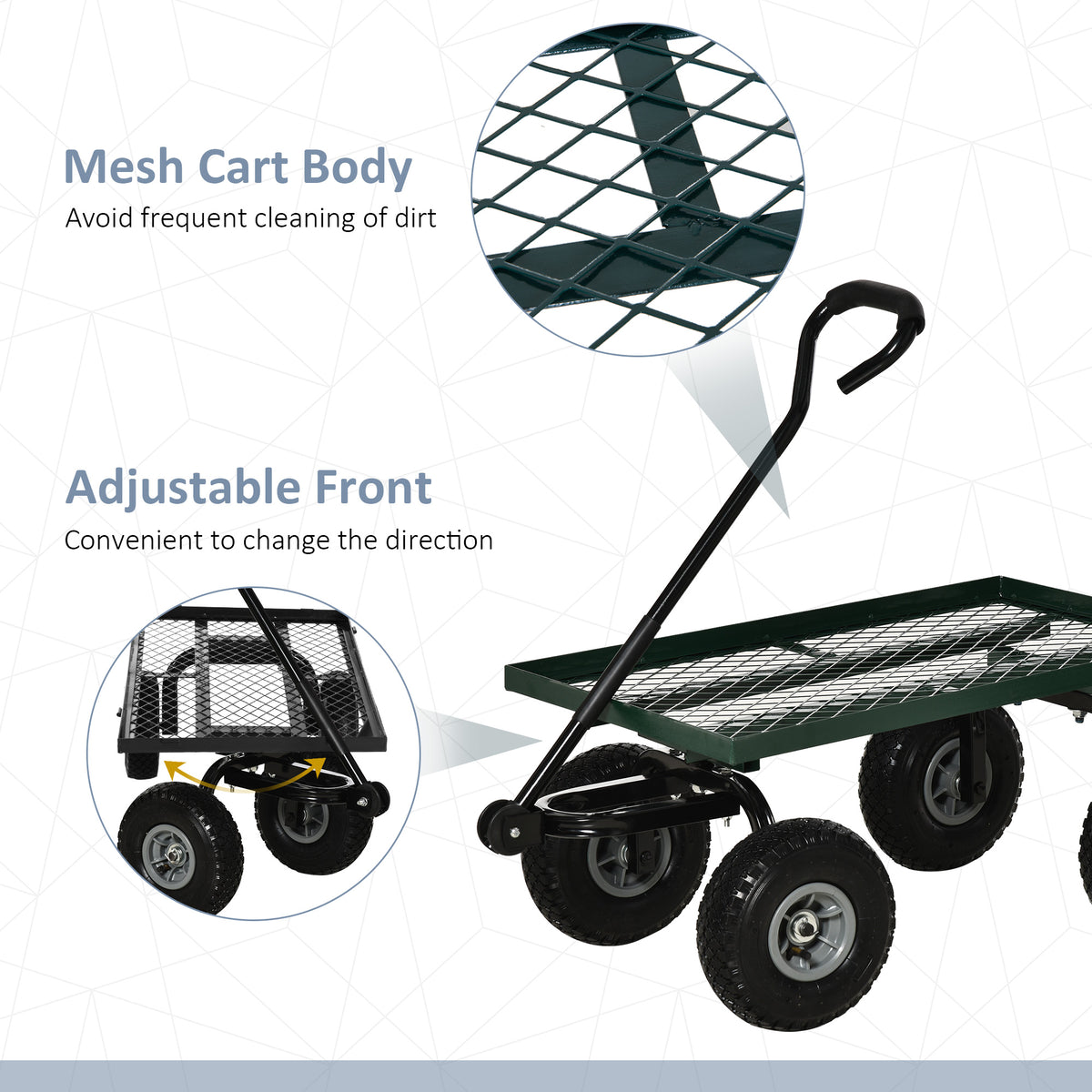 Heavy Duty Garden Wagon Cart with 10" Wheels, 330 lbs Capacity, for Garden, Beach, Lawn, Black – view 5