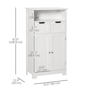 Freestanding Bathroom Cabinet with Adjustable Shelf and Drawers, Small Cabinet for Bathroom, Living Room, White