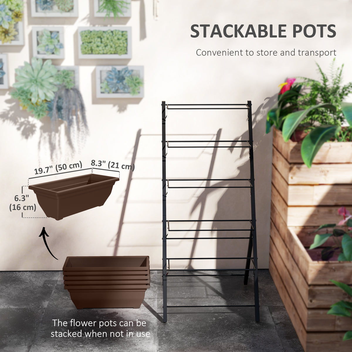 5-Tier Raised Garden Bed with 5 Planter Box, Outdoor Plant Stand Grow Containers with Leaking Holes, Black – view 11