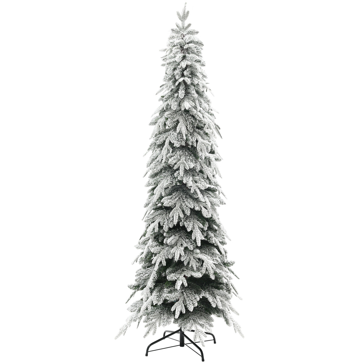 6ft Pencil Flocked Artificial Christmas Tree with 600 Branch Tips, Auto Open and Steel Base, Green – view 8