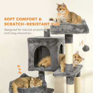 76" Large Cat Tree for Indoor Cats with 8 Scratching Posts, 3 Plush Beds, 2 Hammocks, 2 Large Condos, Ramp – view 6