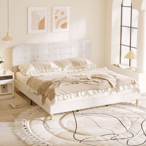 Queen Size Bed Frame with Adjustable Headboard Upholstered Platform Bed Frame with Wood Slat Support Noise – view 14