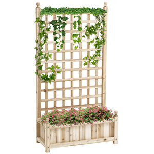 Raised Garden Bed with Trellis, Wood Planter Box for Garden, Free Standing Flower Bed – view 2
