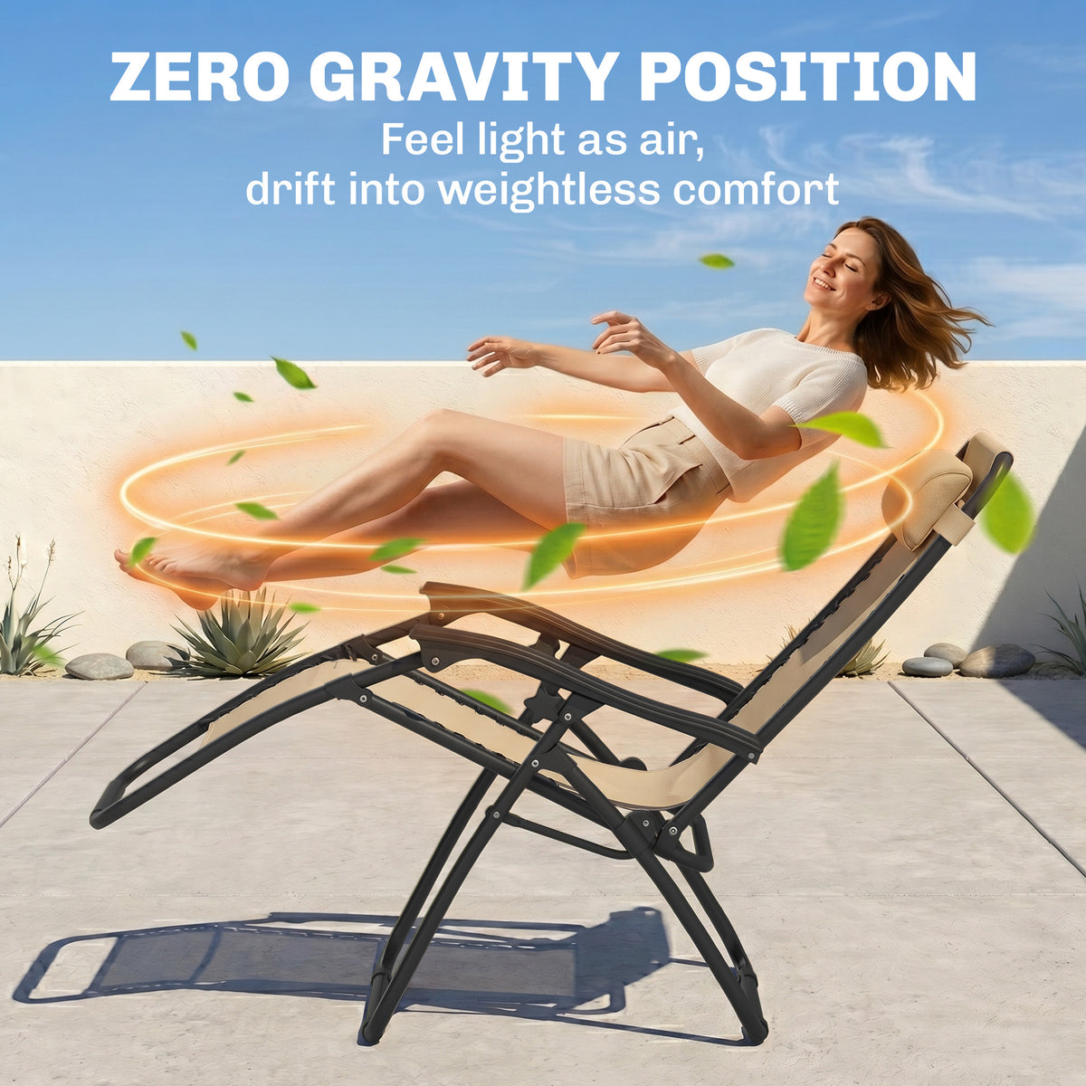 Zero Gravity Chair Set of 2 Patio Chair with Side Table Cupholders and Pillows for Pool, Backyard, Lawn – view 24
