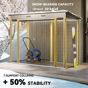 8 x 4FT Galvanized Garden Storage Shed, Metal Outdoor Shed with Double Doors and 2 Vents, Oak – view 25