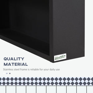 Bathroom Medicine Cabinet, Wall-Mounted Mirror Cabinet with Single Door, Storage Shelves and Stainless Steel Frame for Laundry Room, Black