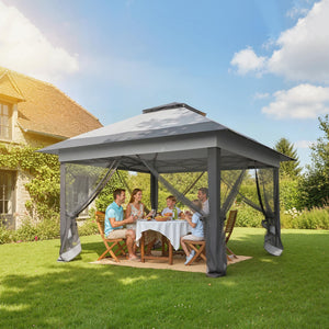 12' x 12' Foldable Pop-up Party Tent Instant Canopy Sun Shade Gazebo Shelter with Steel Frame, Dark Grey – view 7