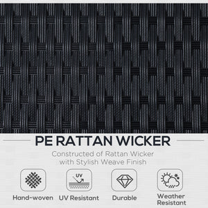 2 Pieces Wicker Patio Furniture Set with Double Ottoman, Outdoor PE Rattan Conversation Set with Loveseat and Two Seat Ottoman, Cream White