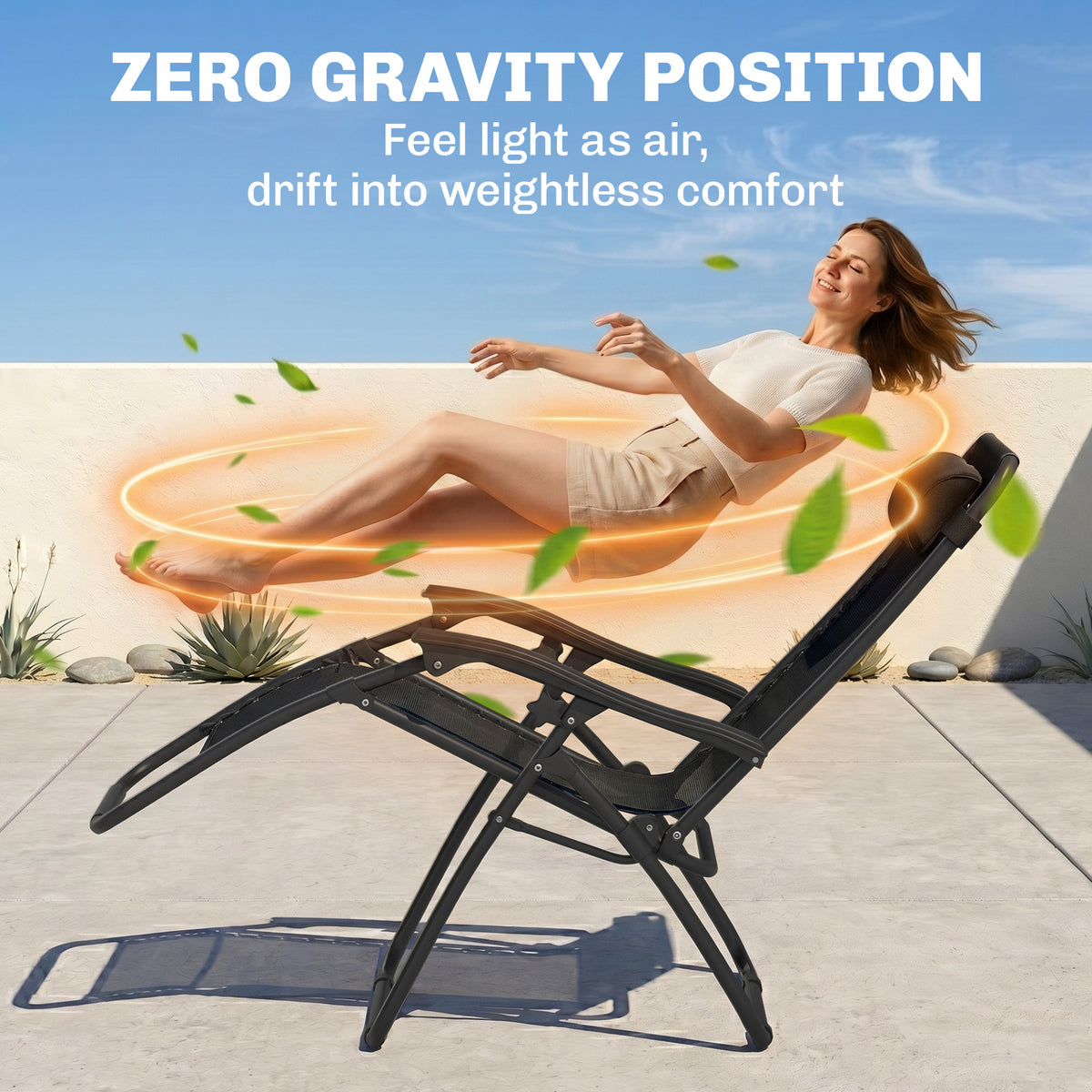 Zero Gravity Chair Set of 2 Patio Chair with Side Table Cupholders and Pillows for Pool, Backyard, Lawn – view 3