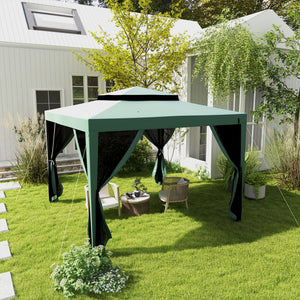 10' x 10' Outdoor Canopy Tent Party Tent with Mesh Netting and Double Tier Roof for Backyard, Garden – view 28