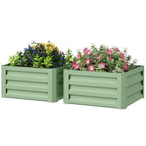 2' x 2' x 1' 2-Pieces Raised Garden Bed with Galvanised Steel Frame for Vegetables, Flowers, Herbs, Green – view 6