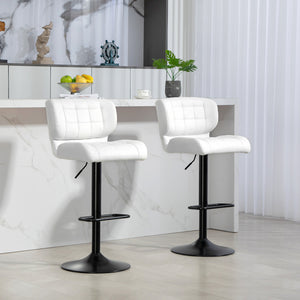 Swivel PU Leather Barstools Set of 2 Adjustable Bar Stools with Footrest Back for Kitchen Counter Dining – view 20