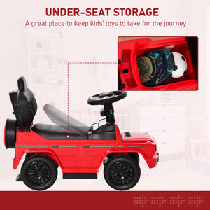Aosom Mercedes-Benz G350 Licensed Push Car, 3-in-1 Toddler Sliding Car with Horn, Steering, Foot Rest, Seat Storage