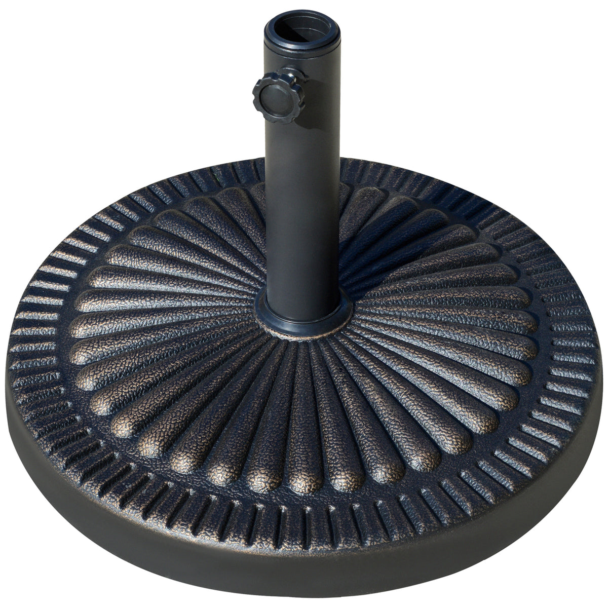 Round Umbrella Base Φ19.1", 31.5 lbs Resin Stand with Decorative Design for Poles 1.5"/1.9", Bronze