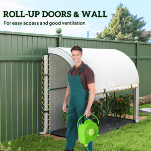Walk-in Lean-to Greenhouse, Outdoor Gardening Green House with Zipper Roll-up Doors and Window – view 5