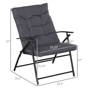 Set of 2 Outdoor Folding Chairs with Adjustable Backrest, Padded Camping Chairs for Outdoor Events, Grey – view 2