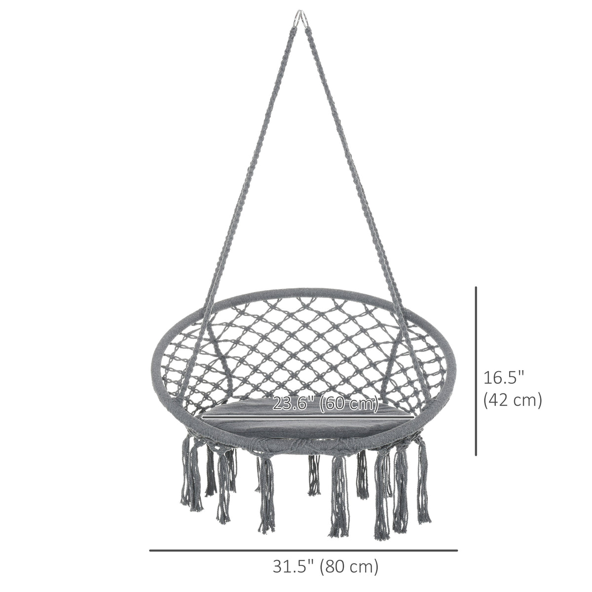 Patio Hammock Chair, Hanging Rope Hammock Swing for Indoor & Outdoor Use with Backrest – view 9