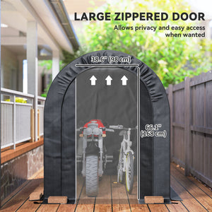 5' x 8' Outdoor Storage Shed, Heavy Duty Galvanized Steel Portable Shed for Bike, Motorcycle, Garden Tools – view 5