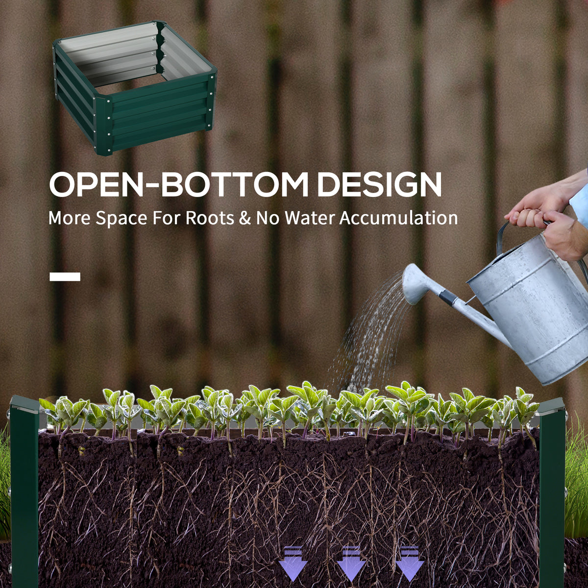 2' x 2' x 1' 2-Pieces Raised Garden Bed with Galvanised Steel Frame for Vegetables, Flowers, Herbs, Green – view 11