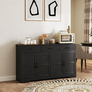 Sideboard Buffet Cabinet with Storage, Modern Coffee Bar Cabinet with 3 Drawers and Adjustable Shelves – view 7